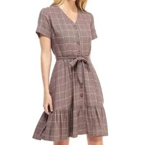 Gal Meets Glam Brown Tan Tiered Midi Sundress